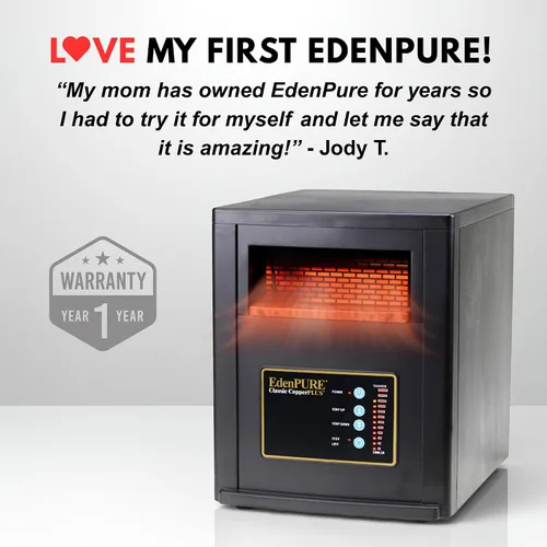 Vista 6 de EdenPURE Classic CopperPLUS Calentador de Infrarrojos — Calentador de Zona de 1500 W Ahorro de Energía para Habitaciones Grandes hasta 1000 pies