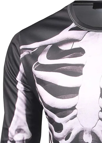 Vista 3 de GRAJTCIN Camiseta unisex de manga larga con esqueleto con estampado 3D