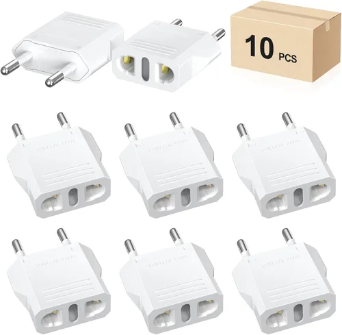 Vista 19 de Travel Adapter, 8 Pack of US/CA to European Plug Adapter Travel Power Plug Universal Power Jack Wall Plug Converter (Black)