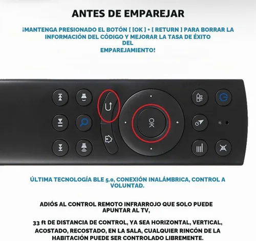 Vista 4 de G20S Control Remoto Bluetooth, Ratón Remoto de Aire con Sensor de Giroscopio de 6 Ejes y Aprendizaje IR para Nvidia Shield