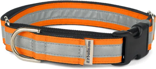 Vista 5 de If It Barks Collar Martingala reflectante de 1" para perros, ajustable, fabricado en Estados Unidos, pequeño, oro amarillo Amarillo Oro