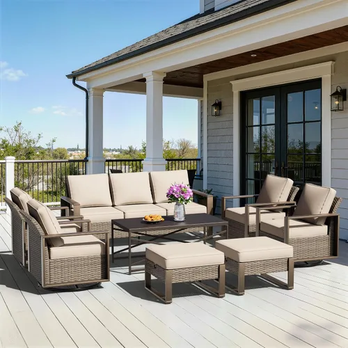 Vista 30 de Sofá de Mimbre Metálico para Patio de 75", Sofá Sillón de Ratán para Exteriores de 3 Asientos para Todo Tipo de Clima con Cojines Premium