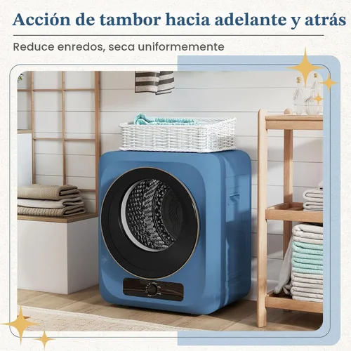 Vista 8 de Secadora de ropa portátil de 1.5 pies cúbicos, secadora eléctrica de carga frontal de 850 W con tambor de acero inoxidable, perilla de control