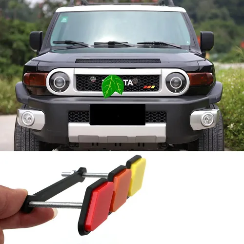 Vista 6 de 1 juego de molduras de rejilla tricolor, emblemas de rejilla tricolor de acrílico HUAPX compatibles con Toyota Tacoma 4Runner Tundra Sequoia Rav4