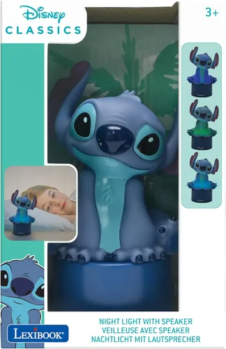 Vista 6 de LEXiBOOK, Disney Stitch, luz nocturna con altavoz, cambio de color, luz suave, funciona con pilas, azul, NS01D