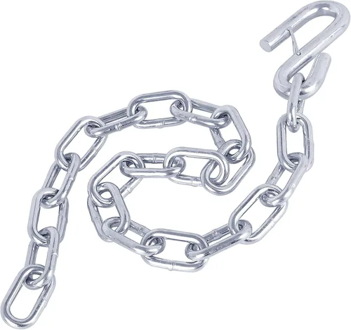 Vista 7 de NBJINGYI 1/4" X 27" 2 piezas, cadena de seguridad para remolque de grado 30 con ganchos de resorte y un gancho en S