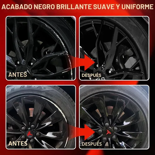 Vista 4 de Pintura de Retoque para Llantas Negro Brillante, Pintura para Llantas para Raspones de Bordillo y Rayones, Kit de Reparación de Rayones de Ruedas