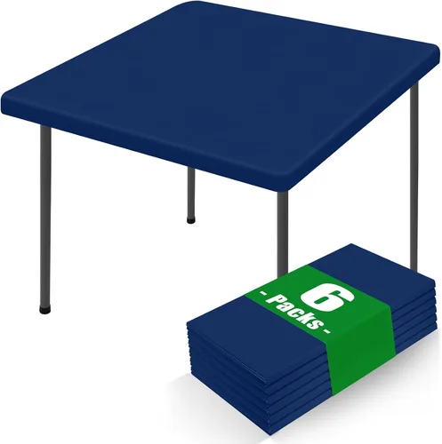 Vista 33 de Moosfor Paquete de 6 manteles cuadrados de elastano, manteles elásticos ajustables para pícnic, cubierta de mesa de patio elástica lavable para Negro