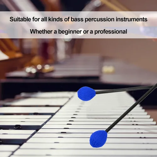 Vista 5 de Marimba Mallets, mazos de teclado de hilo duro medio, mango de fibra de carbono, hilo de algodón, palillo de tambor para instrumentos de percusión