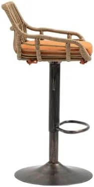 Vista 4 de Juego de 2 taburetes giratorios de bar ajustables con reposapiés para cocina, bar, restaurante (naranja)
