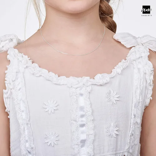 Vista 4 de Amberta Collar de cadena de plata de ley 925 para niños (14 pulgadas - 4 a 12 años)