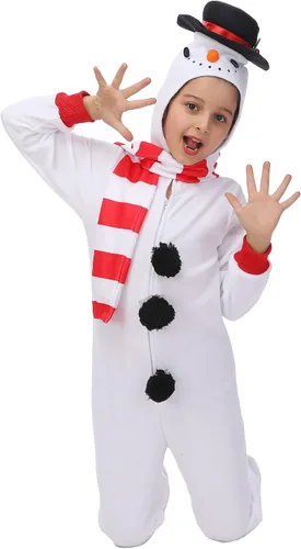 Vista 16 de Wizland Disfraz de animal para niños, leopardo, vaca, mono, reno, gato negro, dálmata, muñeco de nieve, mono de Papá Noel
