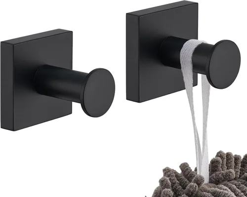 Vista 13 de KOKOSIRI Ganchos para bata, ganchos para toallas de baño, para pared, armario, cocina, toallas colgantes, accesorios de baño, color negro con acero