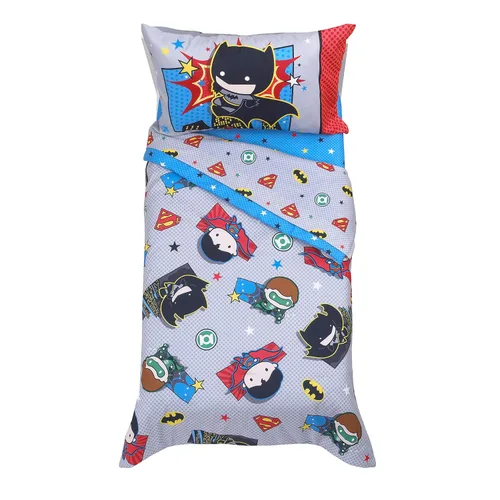 Vista 9 de Warner Brothers Justice League - Juego de ropa de cama infantil de 4 piezas, gris/azul/rojo/negro