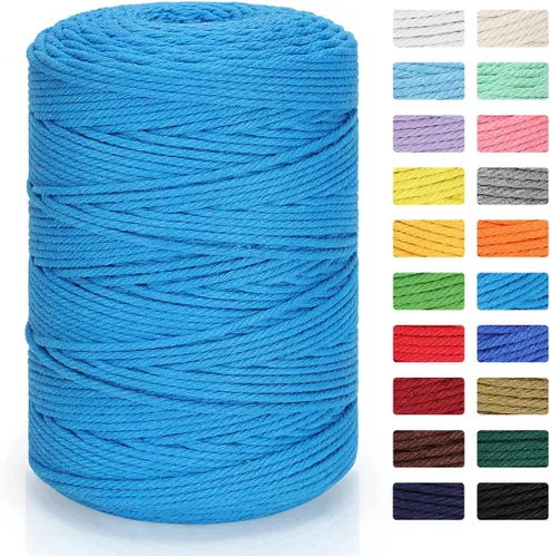 Vista 17 de Cordón de macramé 3mm x 300m Cuerda de macramé 100% algodón natural Cordón de algodón trenzado de 4 hebras para manualidades DIY, adornos