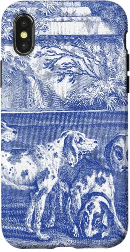 Vista 5 de Vintage Blue French Toile Hound Dogs Case for iPhone 16