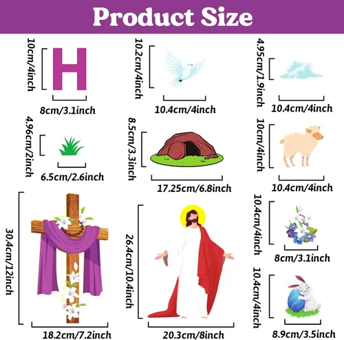 Vista 2 de Tablero de anuncios de Pascua Jesús Él ha resucitado, decoraciones para el aula, Pascua religiosa Jesús resurrección, recortes de cruz, Biblia