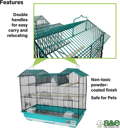 Vista 4 de A&E Cage Co - Jaula para pájaros con triple parte superior para periquitos