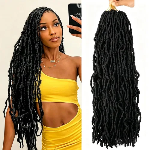 Vista 30 de 6 Paquetes Soft Locs Cabello de Ganchillo Pre Looped Faux Locs Trenzas de Ganchillo Goddess Locs Dreadlocs Cabello Sintético Para Mujeres Negras 1b