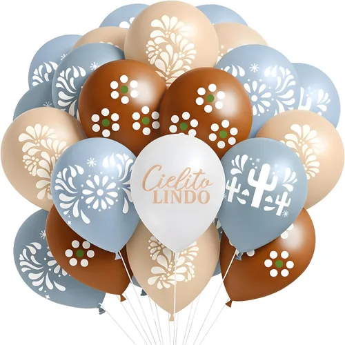 Vista 8 de Soulchen 45 globos Cielito Lindo para decoración de fiesta, 12 pulgadas, Platos De Barro, globos de fiesta, decoración de fiesta de Talavera