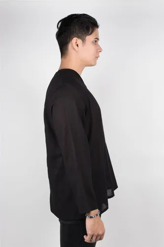 Vista 3 de Lofbaz - Camisa para hombre 100 algodón cuello en V camisa playera o estilo yoga