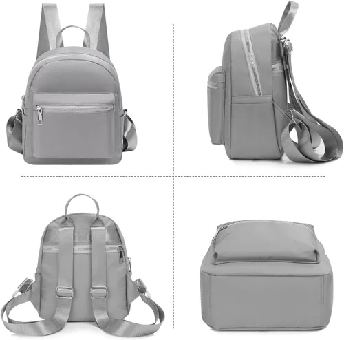 Vista 7 de Etercycle Mini mochila monedero para mujer, mochila pequeña, bolsa de hombro para viajes, Gris, Moda