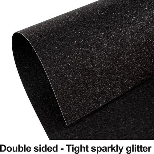Vista 3 de Goefun - Cartulina negra con purpurina de doble cara de 8.5 x 11 pulgadas, 24 hojas de 9.88 oz/m²/100 libras, papel de cartulina negra