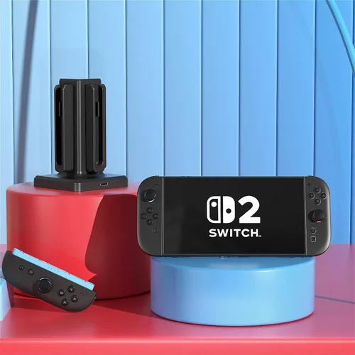 Vista 7 de HEYSTOP Base de carga compatible con Nintendo Switch 2 Joy-Con, estación de acoplamiento de cargador magnético Joycon de 4 puertos, indicador LED