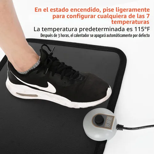 Vista 2 de AC 120V Electric Heated Floor Mat, Under Desk for Foot Warmer Pad Negro