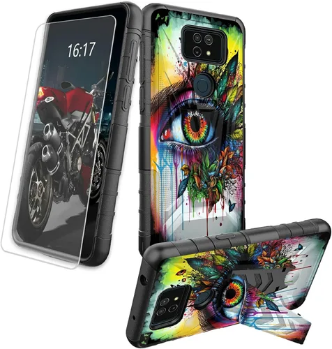 Vista 24 de Funda para AT&T Maestro Max 2021/Cricket Ovation 2 con protector de pantalla de vidrio templado, funda resistente con función atril integrada