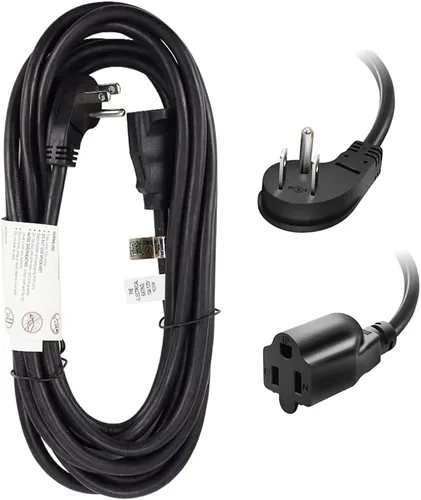 Vista 12 de EP Paquete de 3 cables de extensión de enchufe plano de 1 pie, cable de extensión de perfil bajo negro de 16 AWG de 3 clavijas para interiores