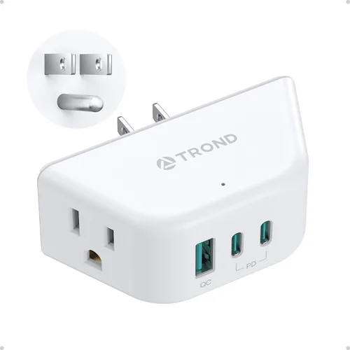 Vista 14 de TROND Extensor de salida con USB, divisor de pared con 2 tomas AC, 3 puertos USB, adaptador de enchufe de pared de diseño de 3 lados, elementos