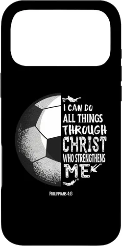 Vista 22 de Funda para iPhone 17 con versículo bíblico de fútbol Christian Sayings Philippians 4:13