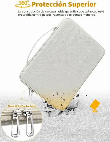 Vista 3 de HYZUO Funda rígida para portátil de 15-16 pulgadas para MacBook, color Beige