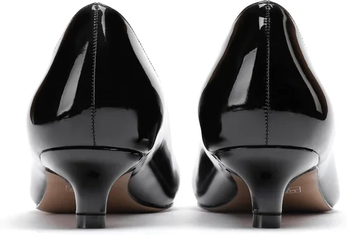 Vista 4 de WAYDERNS Zapatos de vestir de trabajo de patente para mujer, con puntera redonda, sin cordones, tacón bajo, 1.5 pulgadas