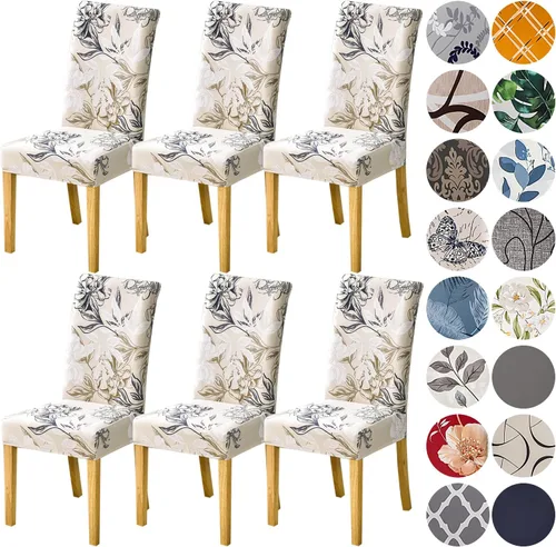 Vista 25 de HZDHCLH Juego de 4 fundas para sillas de comedor color burdeos, fundas elásticas de elastano para sillas Parsons, paquete de 4, fundas de asiento