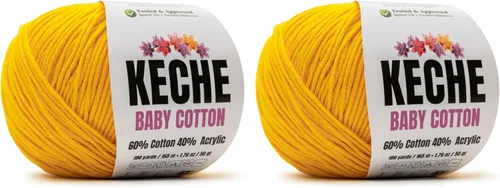 Vista 54 de Keche Hilo de Algodón, 60% Algodón 40% Hilo Acrílico, Hilo de Algodón Suave para Crochet y Tejer, Hilo Amigurumi 1 Madeja/Bola 1.76 Oz (50g) / 180