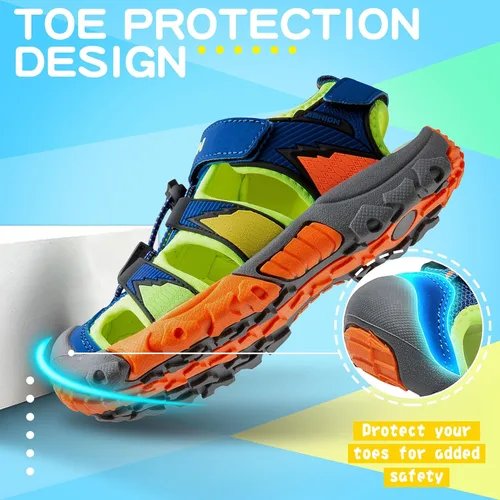 Vista 3 de Littleplum Sandalias deportivas con punta cerrada, zapatos de verano para niños, caminar, senderismo, atletismo, al aire libre