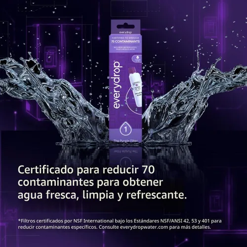 Vista 2 de Everydrop by Whirlpool - Filtro para refrigerador de hielo y agua 1, morado, EDR1RXD1