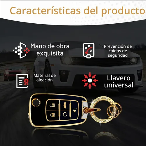 Vista 3 de Vrasly Compatible con funda para llavero Chevy con cordón para llavero Negro