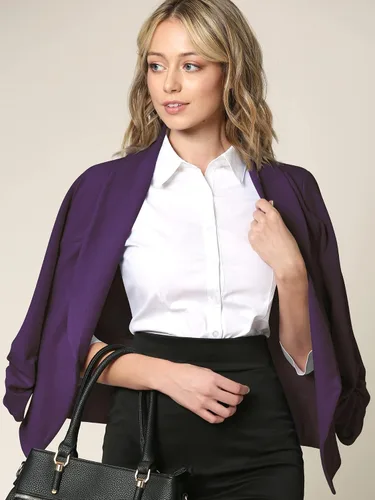 Vista 5 de Lock and Love - Blazer de manga 34 para mujer, chaqueta tipo cárdigan con frente abierto, para trabajo y oficina