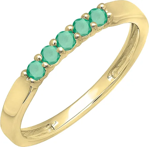 Vista 88 de Dazzlingrock Collection Anillo de boda redondo de 5 piedras preciosas o diamantes para mujer en oro macizo de 10 K/14 K/18 K