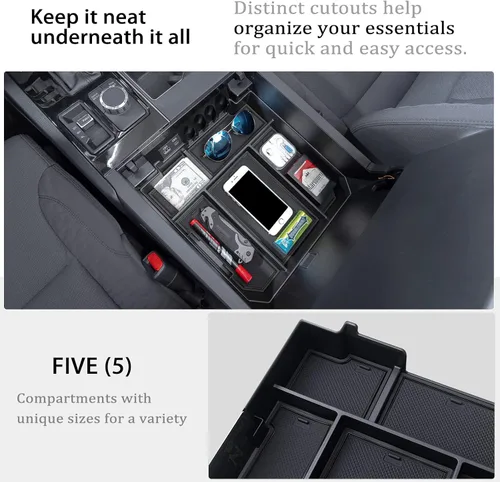 Vista 2 de JDMCAR Organizador de consola central compatible con accesorios Toyota Tundra 2022-2025 2026 y reposabrazos Toyota Sequoia 2023-2026, caja