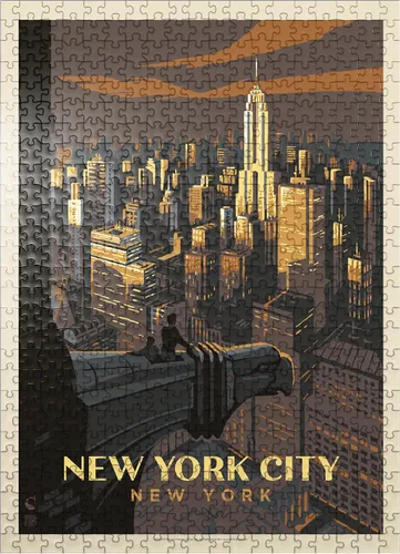 Vista 7 de MyPuzzle New York City: Eagle's View, Vintage Poster - Rompecabezas prémium de 100 piezas para adultos