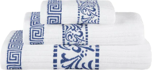 Vista 31 de Superior Juego de toallas de algodón 3 piezas, patrón griego decorativo, artículos esenciales para el hogar, toallas absorbentes, decoración