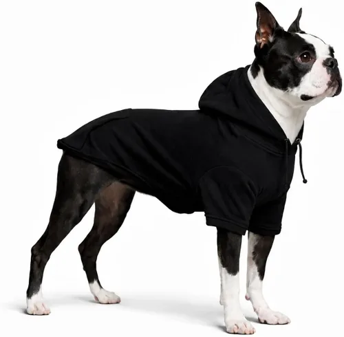 Vista 40 de Lovelonglong Sudadera básica con capucha para perros, 100% algodón, se adapta a perros pequeños, medianos y grandes, color negro, XS