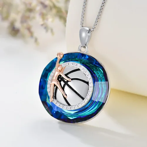 Vista 4 de Collar de graduación de plata de ley 925 para enfermerabailarinamúsicobaloncestogimnasiapaleta de arte, béisbol, libro, ballet, música, joyería