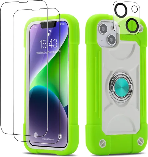 Vista 95 de Funda para iPhone Se3/iPhone Se2, iPhone 6/6S, iPhone 7/iPhone 8 de 4.7 pulgadas con soporte de anillo, con 2 protectores de pantalla resistentes