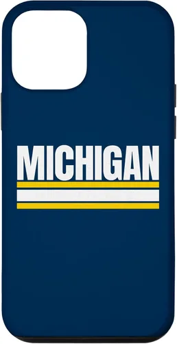 Vista 16 de Michigan - Carcasa para iPhone 17, diseño tradicional de líneas de rayas amarillas/blancas