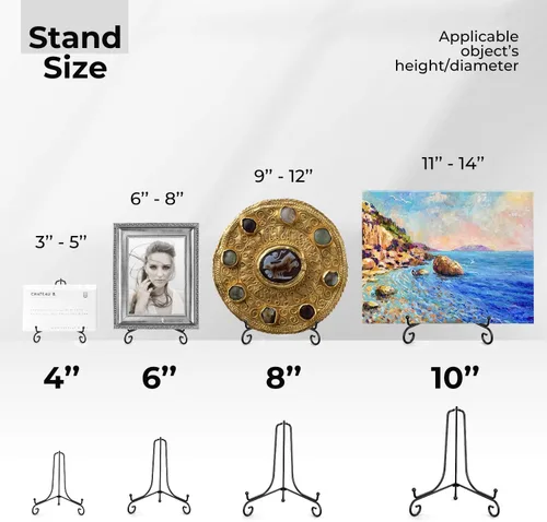 Vista 7 de TR-LIFE Soportes de placa para exhibición, soporte de placa de 4 pulgadas + soporte de caballete de metal para marco de fotos, platos decorativos
